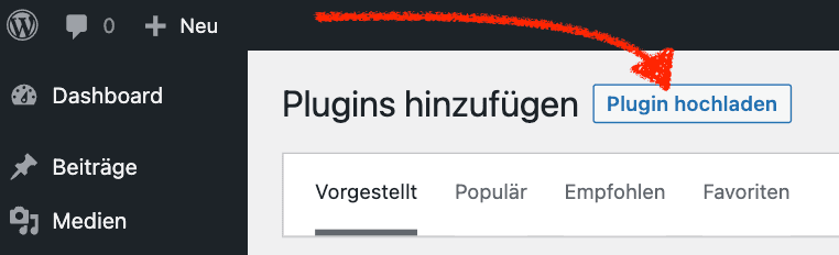 Plugin in WordPress hochladen